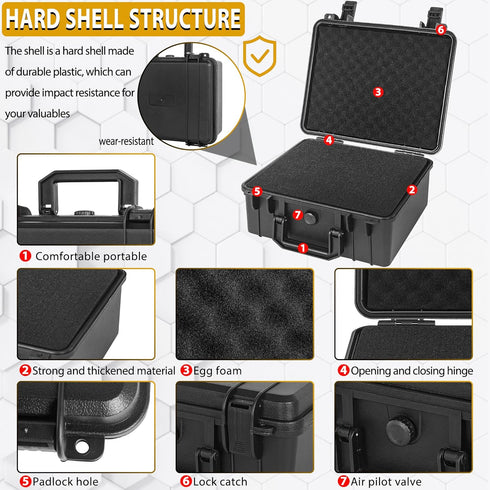 Protective Hard Case Shockproof Water-resistant with Customized DIY Foam Insert for Camera, 11 X 9.5 X 5-Inch