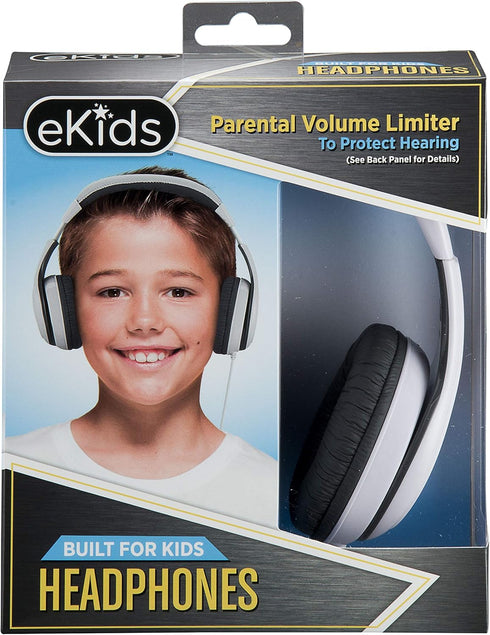 eKids Kids Headphones, Stereo Sound, 3.5mm Jack Cord, Wired Headphones for Kids, Tangle-Free, Volume Control, Over Ear