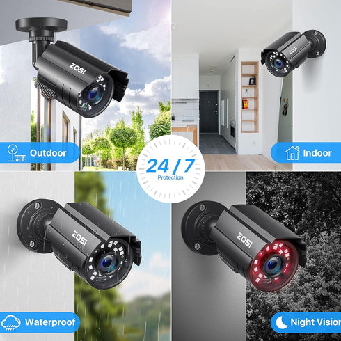 ZOSI 2.0MP 1080P HD 1920TVL Security Camera - Hybrid 4-in-1 TVI/CVI/AHD/960H CVBS CCTV Outdoor Indoor, 80ft IR Night