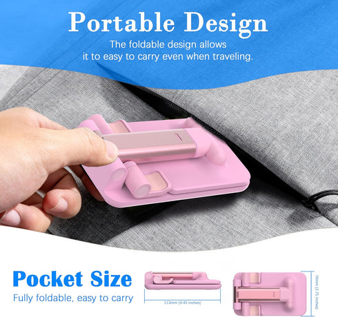 HZZADZXW 4-8 Inch Cell Phone Stand, Adjustable Angle and Height Cell Phone Holder for Desk, Foldable and Portable