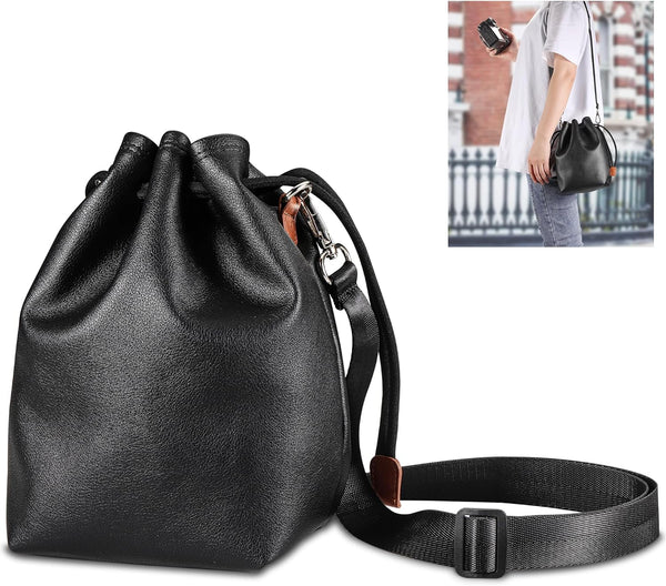 Drawstring Camera Bag, Soft Pouch with Thickened Flannel Lining for Mirrorless Cameras/Nikon/Canon/Sony/Fuji