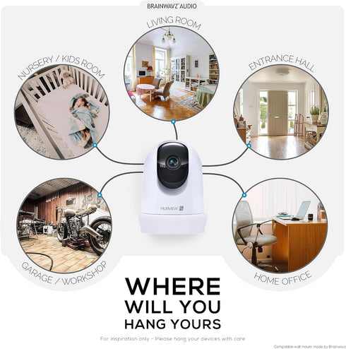 Wall Mount for Mubview PK320 Pet & Baby Monitor - Easy Install Holder Bracket, Reduces Blind Spots & Clutter