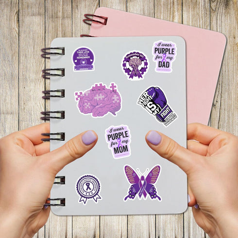 50 PCS Inspirational Alzheimers Stickers, Waterproof Vinyl Decals for Bicycle, Laptop, Bumper, Truck, Water Bottle