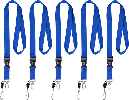 Wisdompro Office Lanyard, 5pcs 23 inch Polyester Neck Strap with Oval Clasp for Phones, Camera, USB, Key - Blue