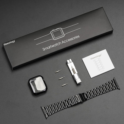 iiteeology Compatible Apple Watch Bands 44mm Series 6 5 4 Se, Upgraded Stainless Steel Band with iWatch Screen Protector