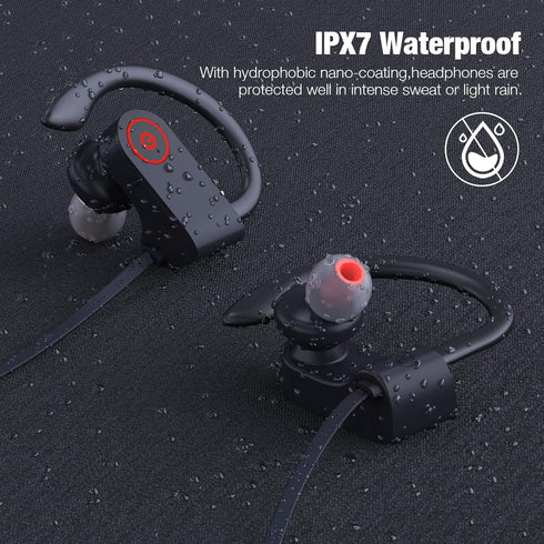Bluetooth Wireless Headphones, 16H Playtime Earbuds with Mic, IPX7 Waterproof Sports Sound Isolation Headsets