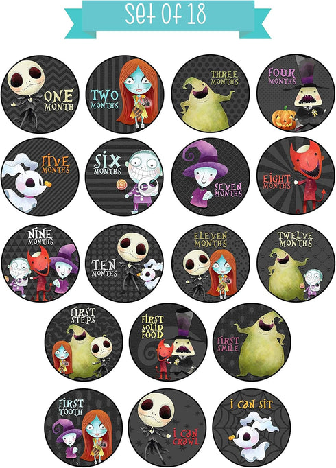 Silly Goose Gifts Little Nightmares Character Themed Baby Milestone Stickers, Set of 18 for First Year Photo Prop
