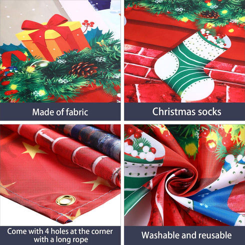 6x4 Feet Christmas Fireplace Theme Backdrop, Extra Large Red Brick Wall Decoration for Photo Baby Shower