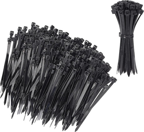 Bates 200 Pack Black 4 Inch Cable Zip Ties - Electrical Tie Wraps, Cord Ties
