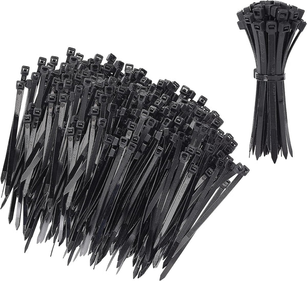 Bates 200 Pack Black 4 Inch Cable Zip Ties - Electrical Tie Wraps, Cord Ties