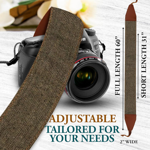 Art Tribute Brown Jeans Camera Strap, Real Denim for DSLR Camera, Universal Neck Shoulder Strap for Canon, Nikon