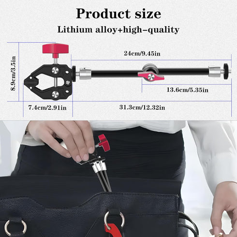 Taisioner 9.8" 1/4" 3/8" 360 1.5kg Magic Arm Clamp Kit with Screw Ball Heads Articulating Arm with Super Clamp Camera