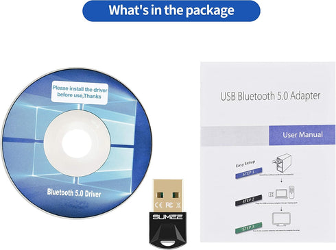USB Bluetooth 5.0 Adapter Dongle, Wireless Transmitter Receiver for PC, Laptop, Desktop, Stereo Music, Skype Call,
