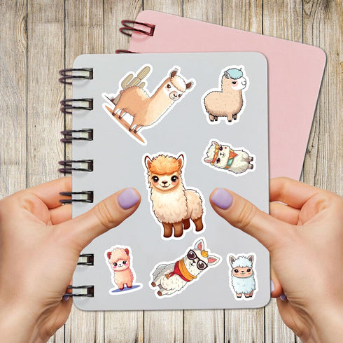 50 Pcs Funny Llama Stickers, Waterproof Decals Vinyl Cute Animal Alpaca Camel Theme Sticker Patches for Bottles,