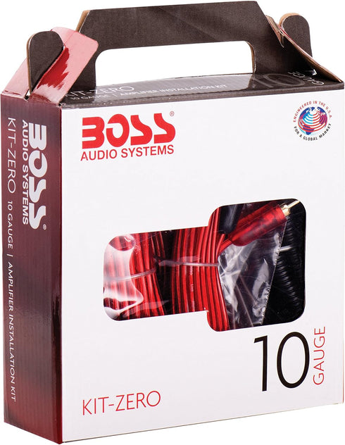 BOSS Audio Systems KIT-ZERO 10 Gauge Wiring Installation Kit for Car Amplifiers, Helps Connect Power to Radio and
