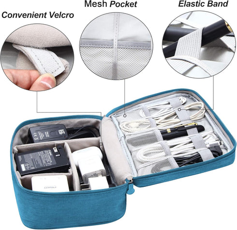Electronics Organizer Travel Bag, Waterproof Universal Cable Storage Case for Charger, Phone, USB, SD Card, Hard Drives