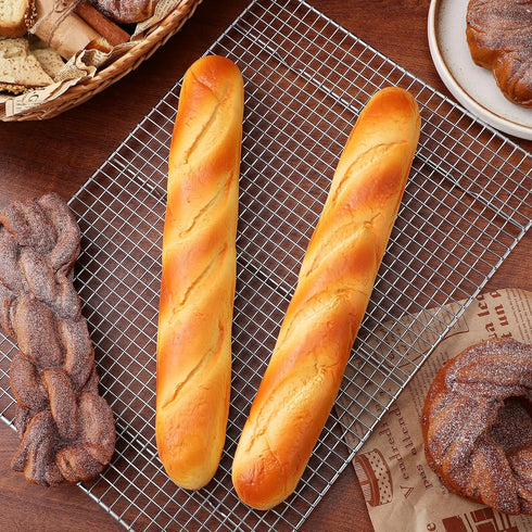 2-Pack 13.58In jojofuny Artificial French Baguette Realistic Pu Fake Bread Loaves for Kitchen Decoration Bakery Display
