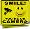 iSYFIX Smile You're On Camera Reflective Stickers, 4 Pack, 7x6 Inch, UV, Weather, Scratch, Fade Resistant