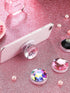 4 Pieces Disco Crystal Phone Grip, Collapsible Adhesive Holders for Smartphone and Tablets (White, Pink, Black, Rainbow)