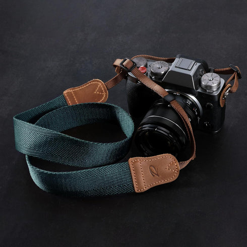 Padwa Lifestyle Dark Blue Green Camera Strap, 1.5" Wide Adjustable Neck Shoulder Strap for All DSLR Cameras, Gift for
