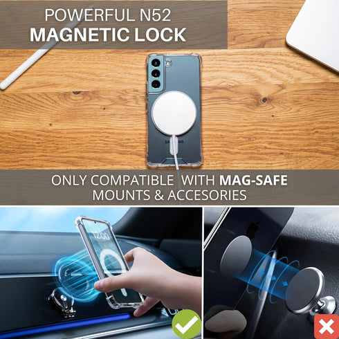 Magnetic Case for Samsung Galaxy S21 Ultra, Shockproof Transparent/Clear Phone Case for MagSafe