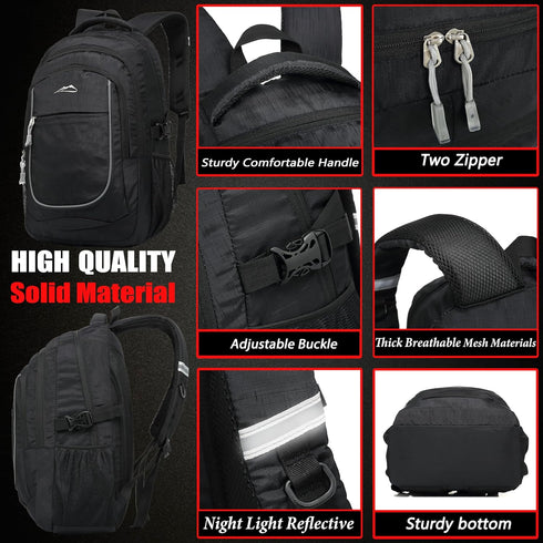 ProEtrade Anti Scratch Fabric Backpack, Black, Unisex, 20"H x 13"W x 8.2"D, 8 Pockets, 2 Laptop Compartments