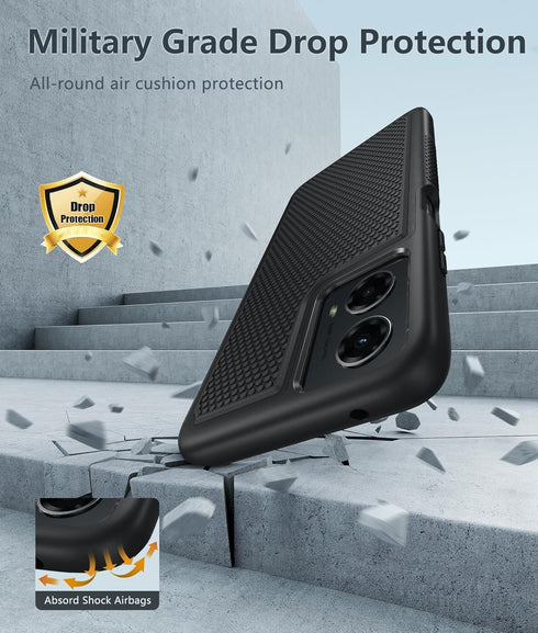FNTCASE Black Case for Motorola Moto G-5G-2024, Dual Layer Heavy Duty Shockproof Rugged Cover with Military Drop
