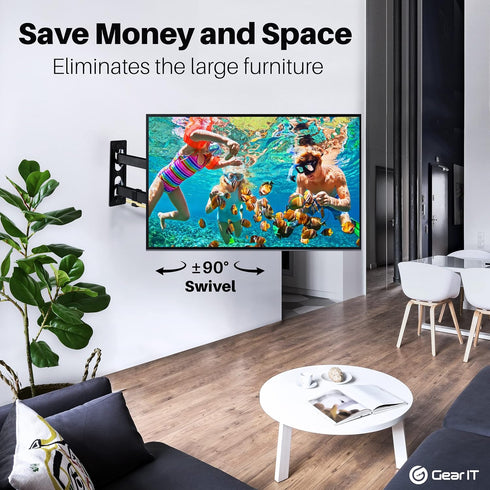 GearIT Full Motion TV Wall Mount for 23 to 43 inch TVs, Up to 66lbs, Swivel, Tilt, Articulating Arm, Vesa 75 100 200