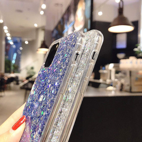 iPhone 12 & 12 Pro Case - Gel Clear Glitter Sparkle Bling Rubber Slim Soft Silicone TPU Protective Cover (Pink)