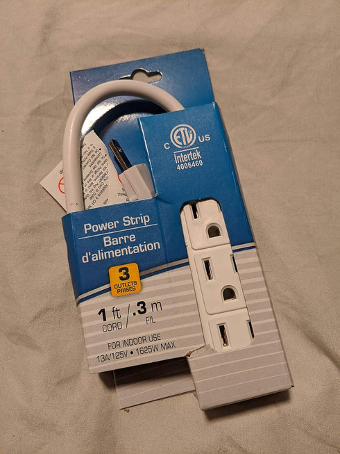 Power Strip 3 Outlet, 1 Count