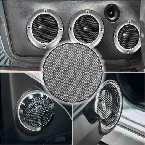 X AUTOHAUX 2pcs 6.5 Inch Car Metal Audio Speaker Grill Cover, Silver Tone Decorative Circle Grille Protector
