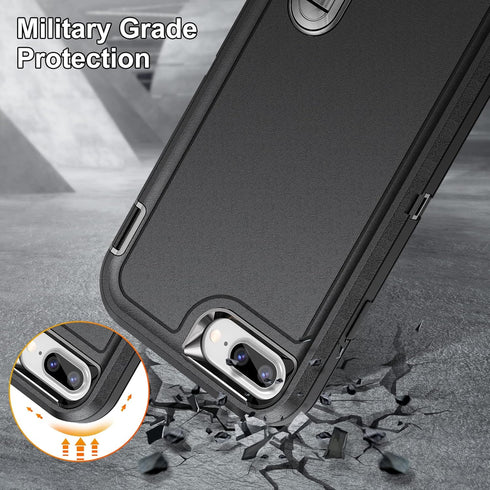 IDweel Case for iPhone 8 Plus, Heavy Duty Protection with Built-in Kickstand, Shockproof Anti-Scratch Slim Fit Hard