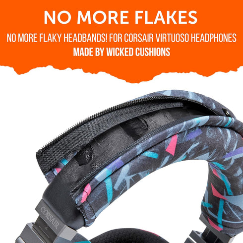 WC BandZ Virtuoso Protective Headband Cover for Corsair Virtuoso Gaming Headsets | 90's Black, Machine Washable,