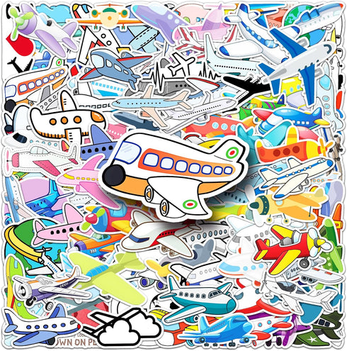 100 Set Pcs Airplane Stickers for Adults Teens, Airplane Party Supplies, Aircraft Waterproof Viny Stickers and Decals