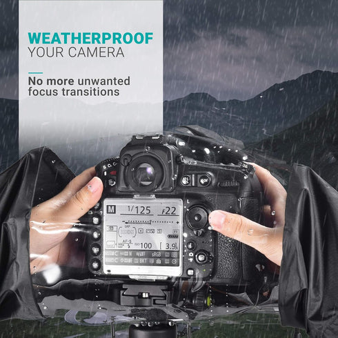 Movo CRC01 Waterproof Nylon Camera Rain Cover with Enclosed Hand Sleeves for Canon, Nikon, Sony, Olympus, Pentax DSLR
