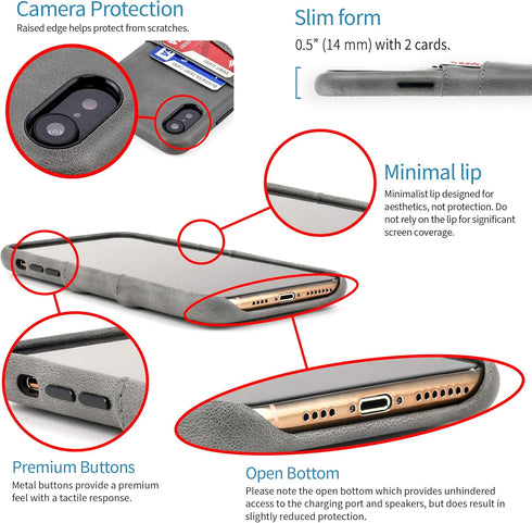 Dockem Wallet Case for iPhone XR (6.1"), Built-in Metal Plate for Magnetic Mounting & 2 Credit Card Holders