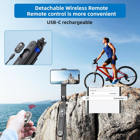 EUG-PRODUCTS Tripod-71 1/4" Selfie Stick Phone Cell Phone Holder with Remote, Screw Thread Adapter, Travel Tripod