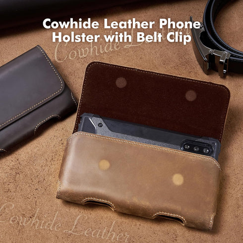 Gcepls Leather Phone Holster for iPhone 14 Pro Max, 13 Pro Max, Galaxy S23 Ultra, Premium Genuine Leather with Belt