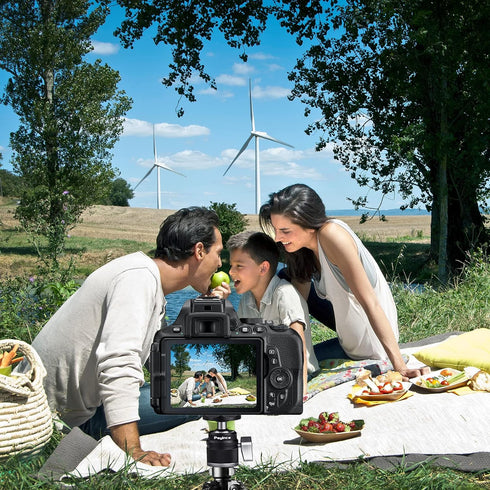 Mini Ball Head with 1/4" Screw, 3/8" Thread Mount Adapter, 360 Degree Rotatable Aluminum Tripod Head for DSLR, Max Load