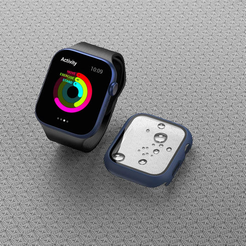BHARVEST 2 Pack Hard PC Case for Apple Watch Series 9/8/7 45mm, with Tempered Glass Screen Protector, (Black+Blue)