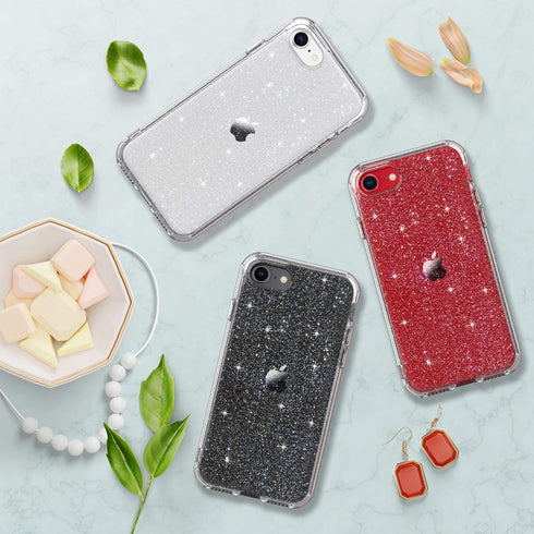 ULAK Compatible with iPhone SE 2020/2022, iPhone 8/7 Case, Clear Glitter Soft TPU Cover, Shockproof 4.7 Inch