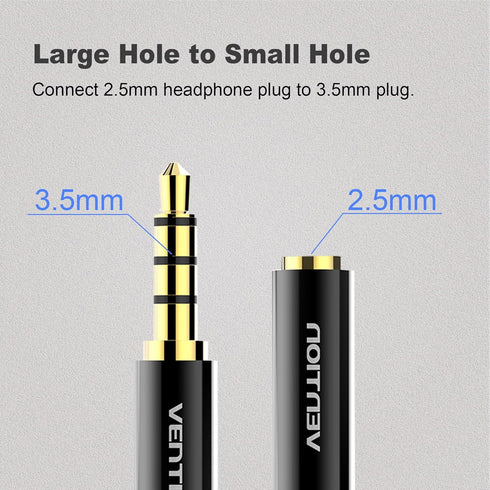 VENTION 2 Pack 2.5mm Male to 3.5mm Female Adapter, Premium Quality Audio Adapter Converter (Black)