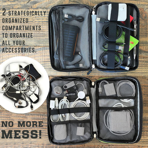 Electronics Organizer - Waterproof Travel Case (Black) for Accessories