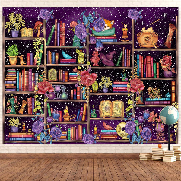 Atlastrip Medieval Bookshelf Backdrop 8x6 FT Bookcase Photography Background Bookshelf Library Backdrops Wall
