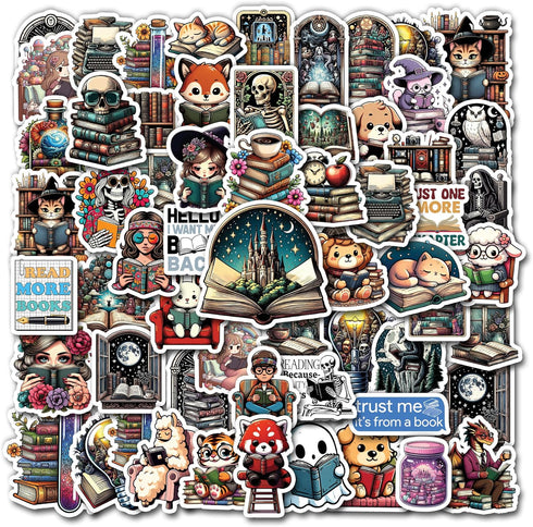 Pack of 50 PCS Waterproof Vinyl Reading Book Stickers, Aesthetic Items for Adults, Teens, Lovers, Readers, Labels Decor