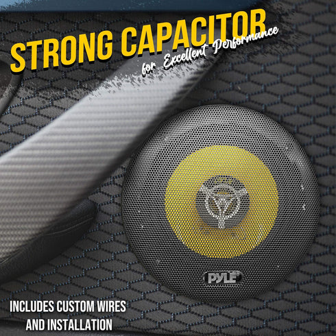 Pyle Car Two Way Speaker System - Pro 6.5 Inch 240 Watt 4 Ohm Mid Tweeter-Audio Sound Speakers for Car Stereo, Yellow