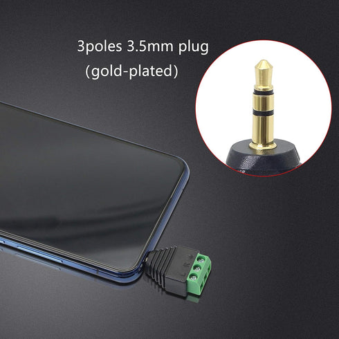 GELRHONR 3.5mm 3 Pole Screw Terminal Converter - TRS Stereo Male to AV 3 Screw Terminal Solderless Block (3-Pack)