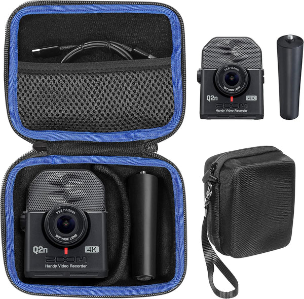 GETGEAR Case for Zoom Q2n-4K Handy Video Recorder - Organizer for Q2n-4k/H2n and Tripod (Black)