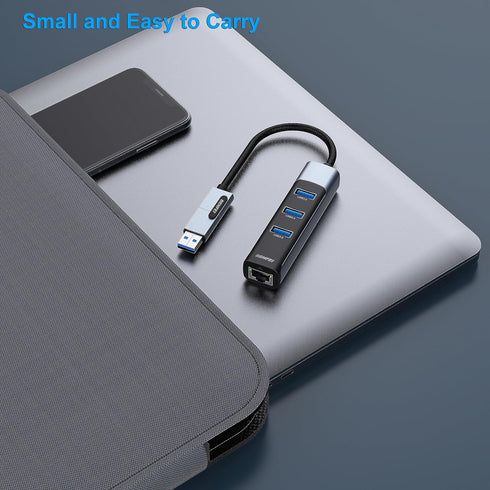 BENFEI 2-in-1 USB-C USB 3.0 to Gigabit Ethernet Adapter, 3-Port USB 3.0 Hub with RJ45, Compatible with MacBook