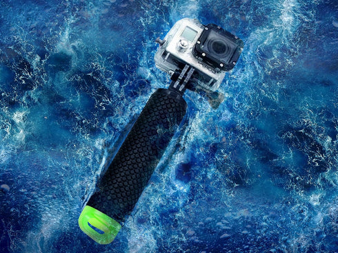Waterproof Floating Hand Grip for GoPro Hero 12, 11, 10, 9, 8, 7, 6, 5, 4, 3+, 2, 1 Session, Black Silver Camera